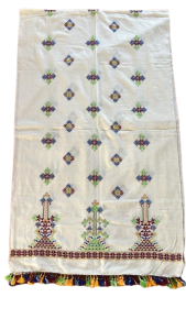 White Dupatta with Hand Embroidery