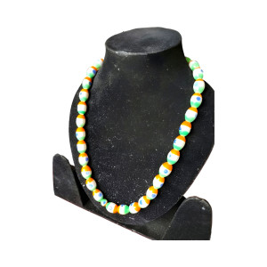 White Tricolour Glass Beads