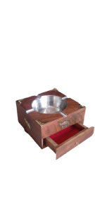 Wooden Ashtray With Stell Bowl