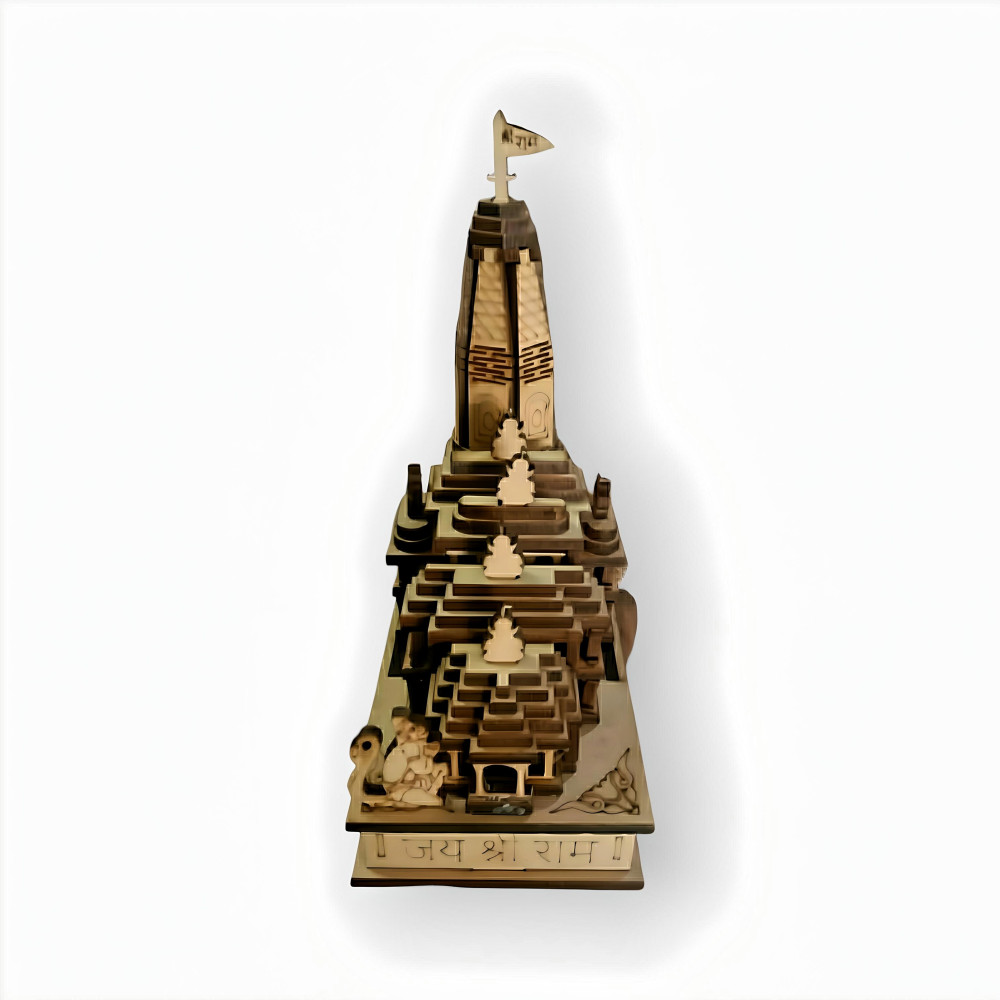 Wooden Handcarved Ayodhya Lord Ram Janmabhoomi Temple Model - 0