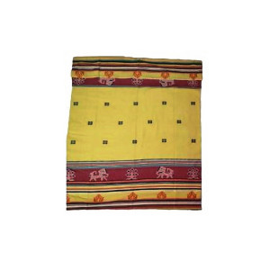 Yellow Extra Weft Handwoven Single Bed Cover
