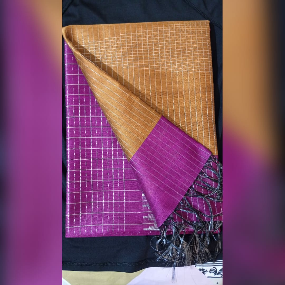 Yellow & Purple Champa Silk Saree - 0